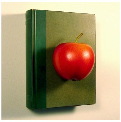 “The Book with the Apple”<br />2005<br />Polychrome Wood